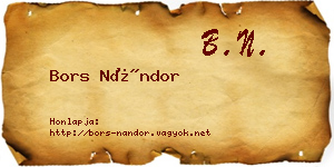 Bors Nándor névjegykártya